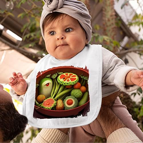 Mêndos de bebê imprimidos em 3D - rosto de alimentação de bebê de rosto vegetal - babadores exclusivos para comer