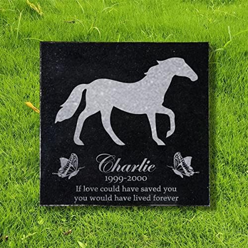 Toiveikas 6x6 polegadas Personalizadas Pet Memorial Stones, Black Granite Memorial Garden Stone Laser Gravado, Presentes