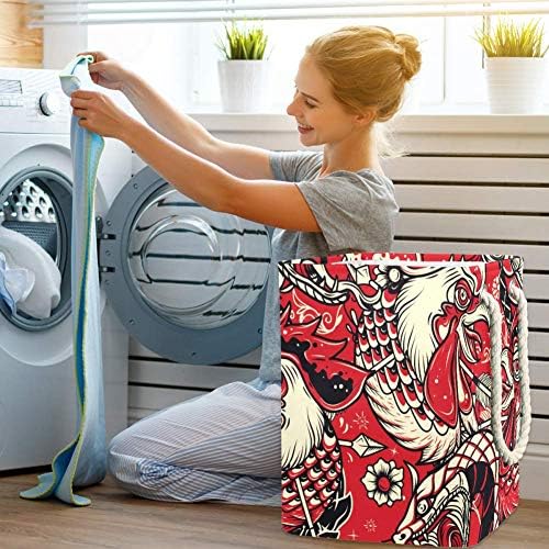Indomer Snake e Galo Head Tattoo Pattern 300D Oxford PVC Roupas impermeáveis ​​cestas de roupas grandes para cobertores