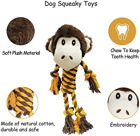 FEIX80 PLUSH DOG CHEW BRINHAMENTO, brinquedos duráveis ​​de cachorro, brinquedos de cachorro de corda fofos com corpo de corda e cabeça