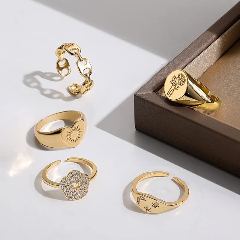 Zboro ouro color lua estrela mão más olhos abrindo o dedo anel para mulheres charme pavimentado cúbico zirconia anéis jóias