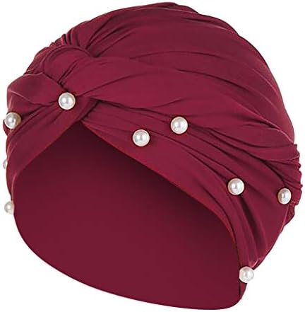 BDDVIQNN CABEÇA CAPO DE ARIMENTO DE CABEÇA para mulheres, Cap Pearl Hat Hat Muslim Beading Turban Ruffle Wrap Baseball Caps