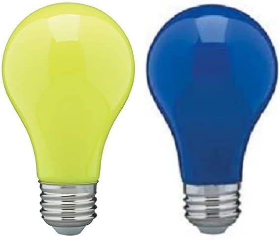 Bulbmaster Support Ucrânia Conjunto de luz: 1 azul e 1 amarelo 8 watts Lâmpada LED lâmpada 8A19/azul/azul de cerâmica LED e 8a19/amarelo/lâmpada amarela de cerâmica LED para base interna ou externa e26 Base média