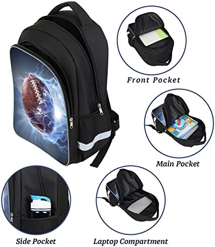 P Mochila da Escola de Impressão 3D de futebol americano luminoso elegante, Backping personalizado de livros de estudantes leves