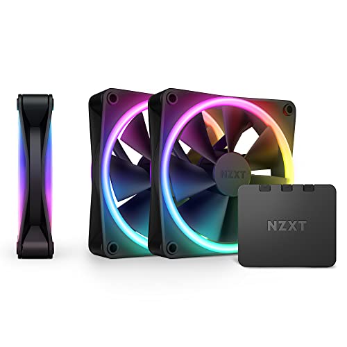 NZXT F120 RGB Duo Triple Pack - 3 x 120 mm Fãs de RGB de lado duplo com controlador RGB - 20 LEDs individualmente endereçáveis