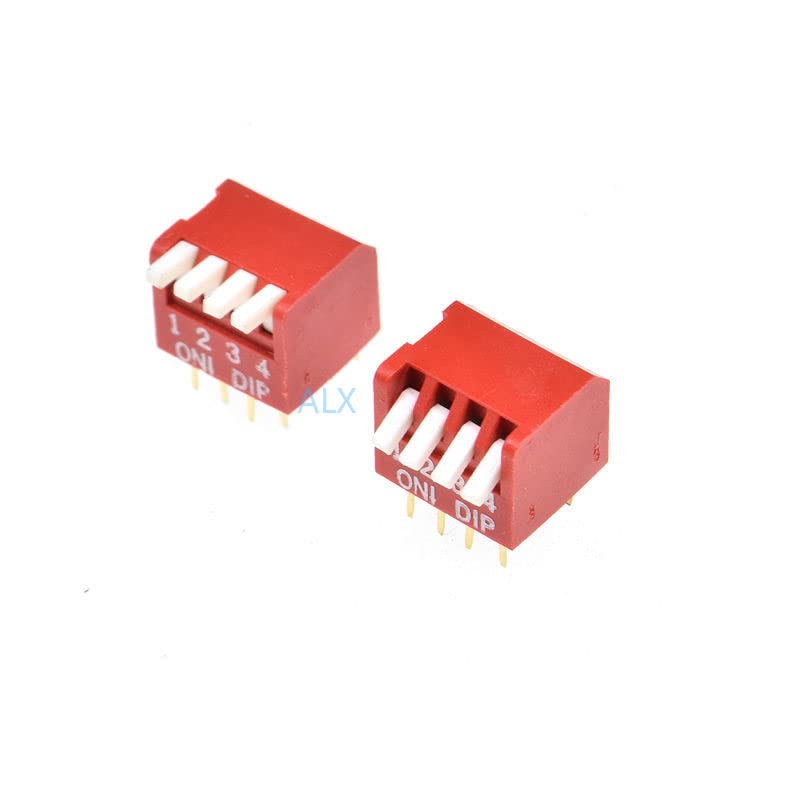 10pcs vermelho 4p 4p Dip Toggle Switch DOULE ROW 4PIN 4 PIND PHIT 2,54MM MEDIDOS PIANO STILO DO TIPO 4
