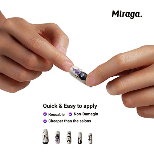 Miraga Pressione há muito tempo - unhas falsas longas com design exclusivo, acrílico unhas diy para mulheres e garotas artes