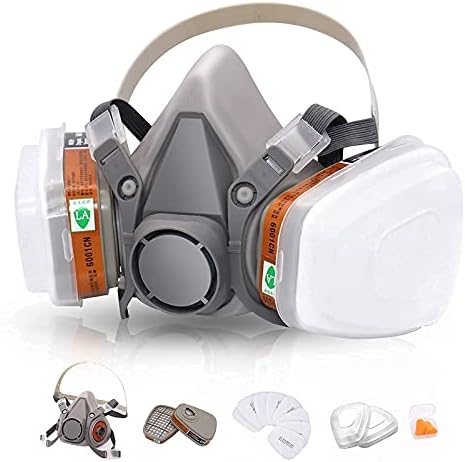 Anunu Respirator Meia peça facial e cartucho de conjunto de substituição para respirador contra poeira Vapores orgânicos Gas para pintar a madeira