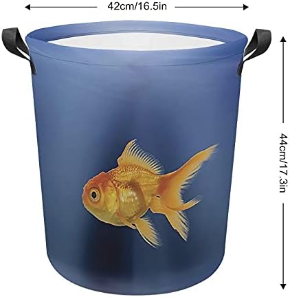 Cesta de lavanderia de Foduoduo, cesto de peixe dourado no cesto de lavanderia com alças, cesto dobrável para roupas de armazenamento