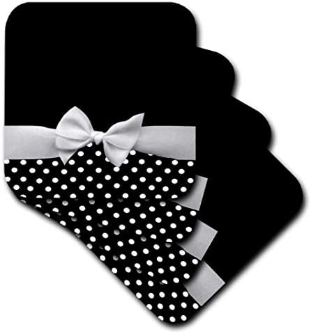 3drose foffifties estilo estilo preto e branco padrão de bolinhas com elegante arco de fita branca sofisticada - montanhas