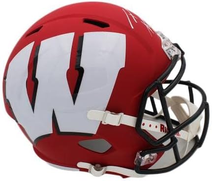 TJ Watt assinou o Wisconsin Badgers Speed ​​Speed ​​em tamanho grande AMP NCAA Capacete - Capacetes da faculdade autografada