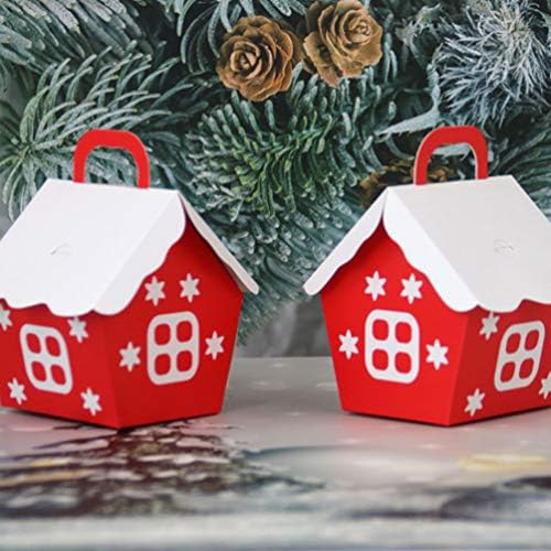 CABILOCK 20PCS Caixas de doces de Natal Caixas de papel de casa vermelha