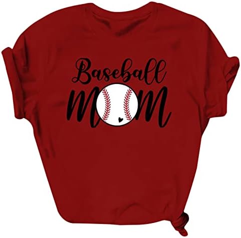 Plain Sport Yoga Mothers Day Bloups Juniors Manga curta Crew Neck Baseball Mom gráfico Top T Top camisetas Teen Girls J6