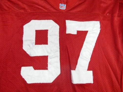 Final dos anos 80 no início dos anos 90, o jogo San Francisco 49ers #97 usou camisa vermelha 52 699 - Jerseys de jogo não assinado na NFL usada