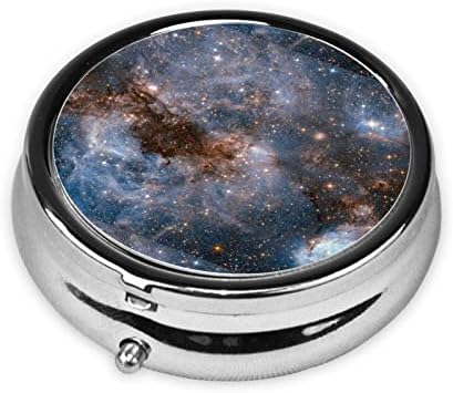 Universo Galaxy Space Round Pill Box, UNISSEX Mini Portable Pill Box para casa, escritório e viagem