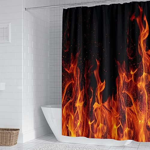 Latetomt Red Fire Chouper Curtain Fire Flame Banheiro Curta
