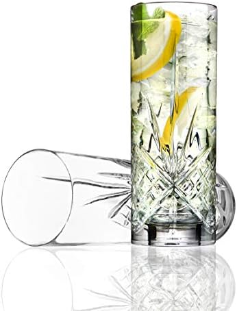 Óculos de bebidas altas de Godinger Collins All Fitais Drinking Glasses- Dublin Collection, conjunto de 4