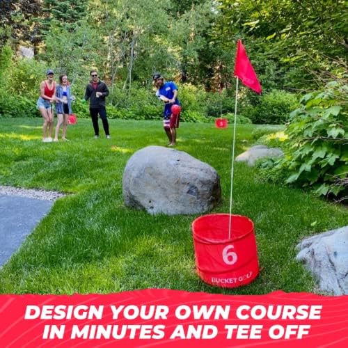 Bucket Golf The Ultimate Backyard Golf Game for Kids and Adults - Campo de golfe portátil de 6 buracos joga ao ar livre,