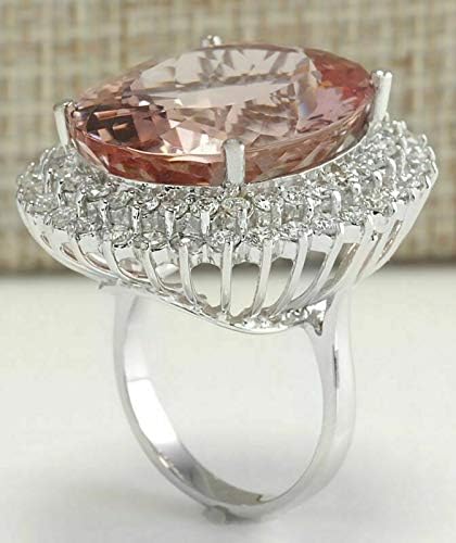 Aura Jeia Luge Woman Wedding noivado 925 Silver Morganite Ring Jewelry Gift SZ 6-10