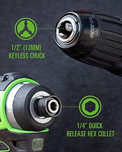 Greenworks 24V Brill sem escova/driver + Kit de combinação de acionamento de impacto, baterias e carregador incluídos,