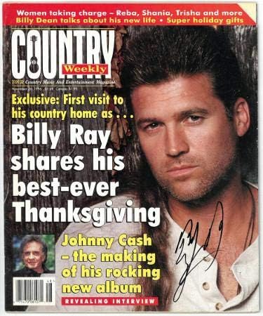 Billy Ray Cyrus assinou a revista Country Weekly 26 de novembro de 1996 - Holograma #EE61378 - JSA Certified - Revistas de música