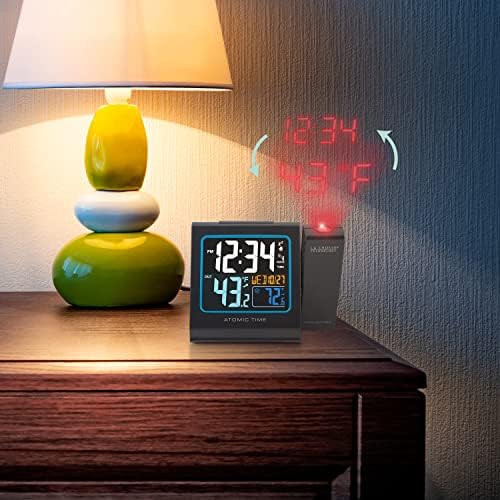 La Crosse Technology 616-146 Despertador de projeção de cor com temperatura externa e porta USB de carregamento