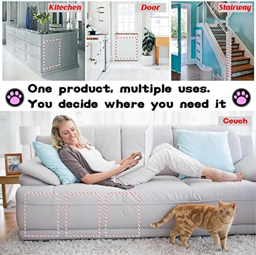 Protetores de móveis de gatos por Lynimo | 10 pacote de 17 x12 protetor de móveis de arranhão - mantém os gatos de arranhar seus móveis, sem resíduos removíveis, transparente