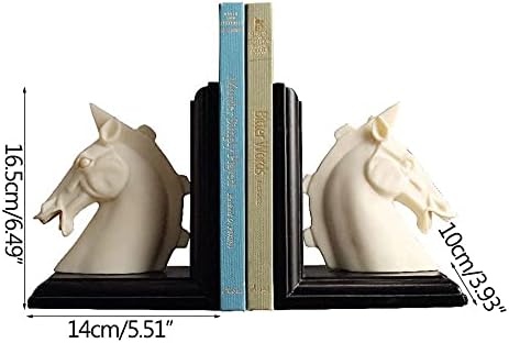 N/A Creative Horse Head Livros Livros de Decoração de Figuras da estante de estante de estantes de estante de estante de estante de estante de estatuas Antique Figuras de cor de jade branca