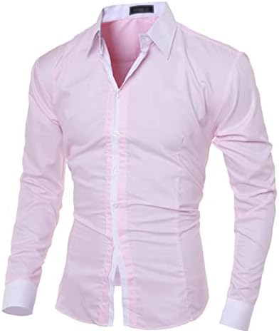 Maiyifu-gj homens leves camisa clássica casual clássica elegante botão sólido camisetas de retalhos de retalhos de manga longa de manga longa de manga longa