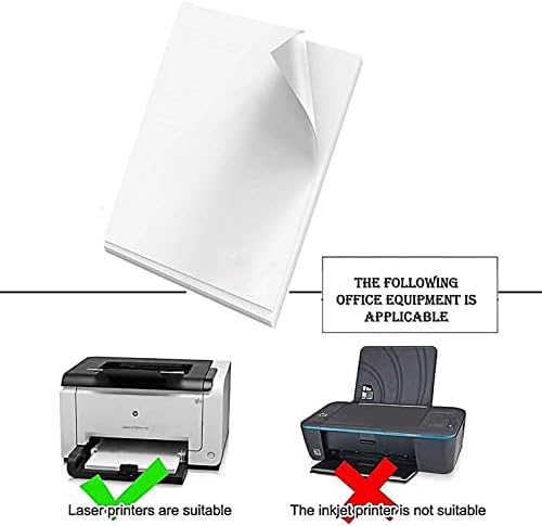 Papel de adesivo branco de vinil brilhante [8,25x11,7 polegadas] adesivos de vinil brilhantes apenas para impressoras a laser
