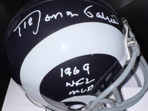 Roman Gabriel Los Angeles Rams 1969 NFL MVP assinado Mini capacete - Mini capacetes autografados da NFL