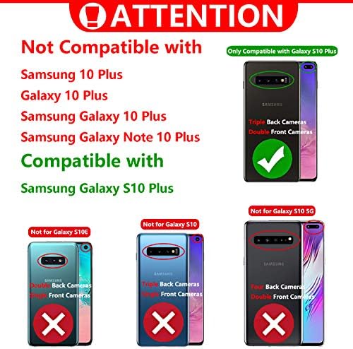 Modos Logicos Caso para Samsung Galaxy S10 Plus, [Folio de carteira destacável] [2 em 1] [armazenamento em dinheiro com zíper] [slots