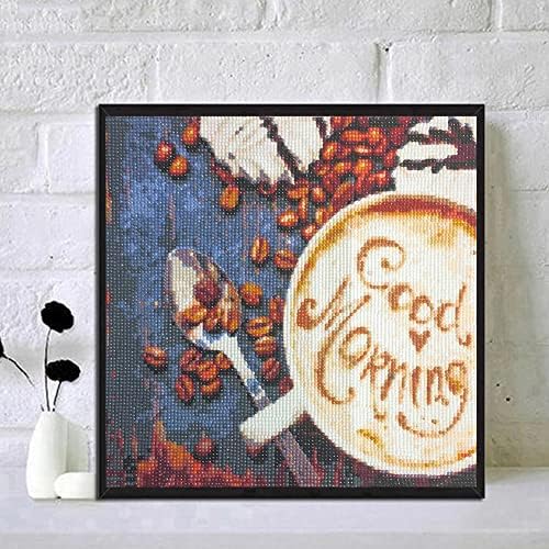 Pdslaike Diamond Painting Coffee Theme - Diy Diamond Art Art Kits Good Morning Coffee Wall Decor 11,8 x 11,8 polegadas