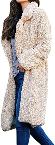 Jaquetas de cisalhamento de tosquinhas longas femininas Teddy Trench Tranch Caats de manga comprida lapela aberta jaqueta dianteira sólida quente inverno sobretudo