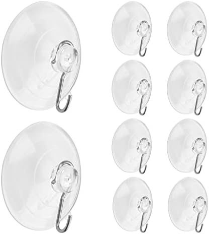 Ganchos de xícara de sucção de Morobor, 10pcs atualizando xícaras de sucção claras com ganchos de metal xícaras de sucção removíveis para a janela de vidro da porta de vidro banheiro parede do chuveiro