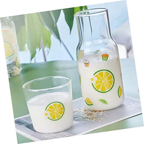 Cabilock 4 sets garrafas de jarro de leite de leite de leite de leite frio bebendo ml tampa de limão copo de vidro