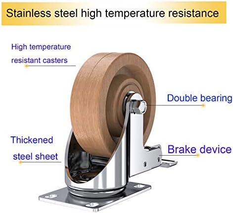 Rodas de mamona yjjt, rastoras industriais, 304 suporte de aço inoxidável, rolamento duplo-lados, resistência ao super desgaste,