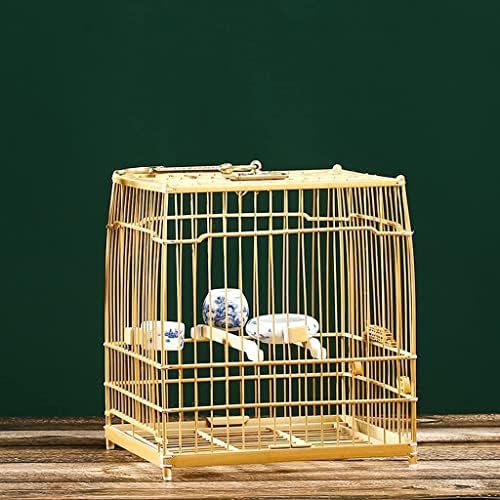 Caija de pássaro quadrado de bambu Paashe com 3 tigelas de porcelana penduradas portadoras de pássaros portáteis para gaiola