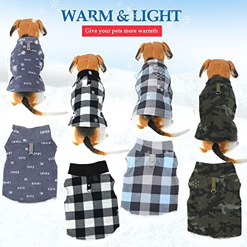 Colete de lã macio de 4 peças com coleira anel de tecido suéter de cachorro camuflagem camuflagem de lã de lã de inverno