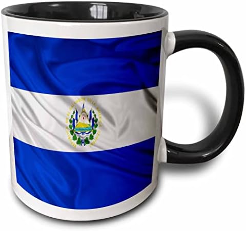 3drose el Salvador bandeira de dois tons caneca preta, 11 oz, multicolor