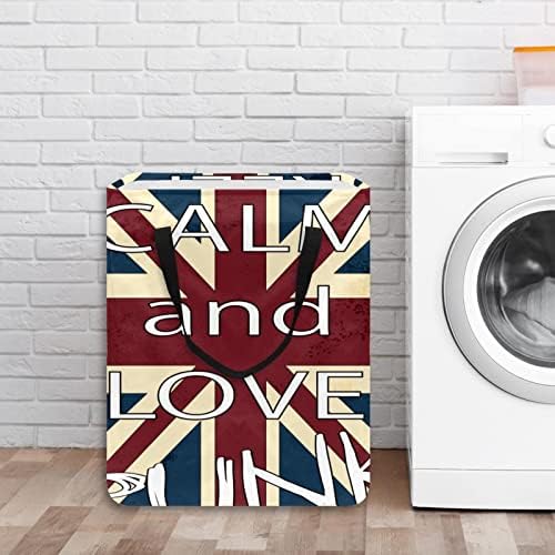 Bandeira da Inglaterra do Reino Unido Mantenha a calma e adoro impressão de lavanderia dobra