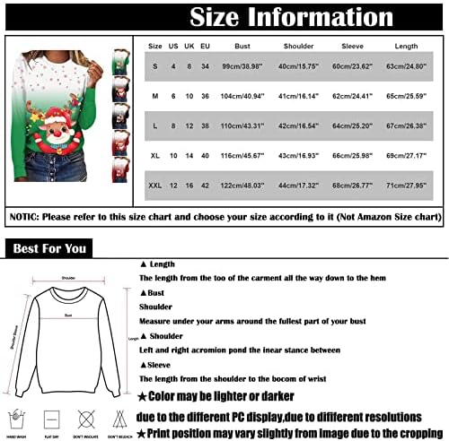Mulheres Shusuen Moda Logo Swearwear Impressão de Natal Falto/Inverno Round Pescoço Tops Casual Selto de pulôver confortável