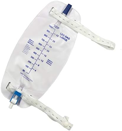 Lifevv 3 Pacote de saco de pernas fácil, saco de drenagem urinário, 32 oz de válvula anti-refluxo, tiras de pano