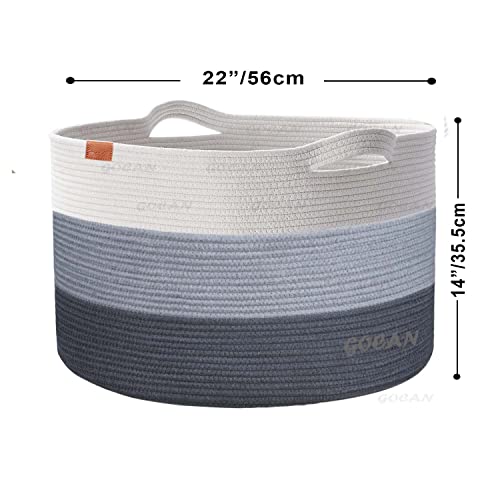 Gocan Laundry Basket Cotton Corda de cesto de tecido para cobertores cestos de armazenamento com alças para a sala de estar