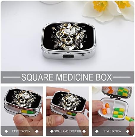 Caixa de comprimidos em forma de crânia quadrada caixa de tablets portátil Pillbox Vitamina Organizador Organizador de comprimidos com