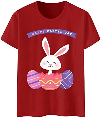 T-shirt feliz dia da Páscoa Camiseta fofa ovos de coelho tees gráficos de pescoço redondo casual tamas de manga curta Tamis de camisa para férias
