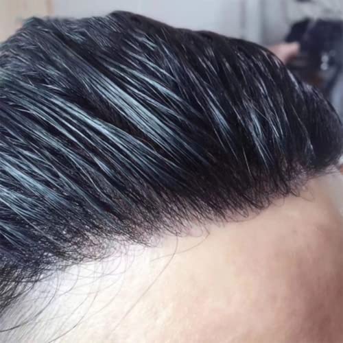 Hywel Toupee para homens com cabelos humanos virgens, 0,04-0,06mm de peças de pele macia de pele de pele substituto para