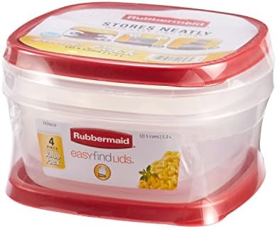 Rubbermaid Easy Encontre as tampas de armazenamento de alimentos e recipientes de organização, conjunto de 2, Racer Red