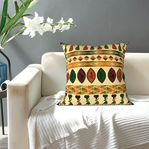 Aseeleo Bohemia estilo tradicional Africano Padrão Almofado, Caixa de almofada quadrada macia para sofá Sofá Bedroom Sala de estar, 18 x 18 polegadas