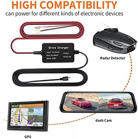 USB Dash Cam Kit Hardwire Dash Cam Kit Hardwire Kit Mini Adaptador USB 12V -30V a 5V Seguro para Mirror Cam GPS Navigator